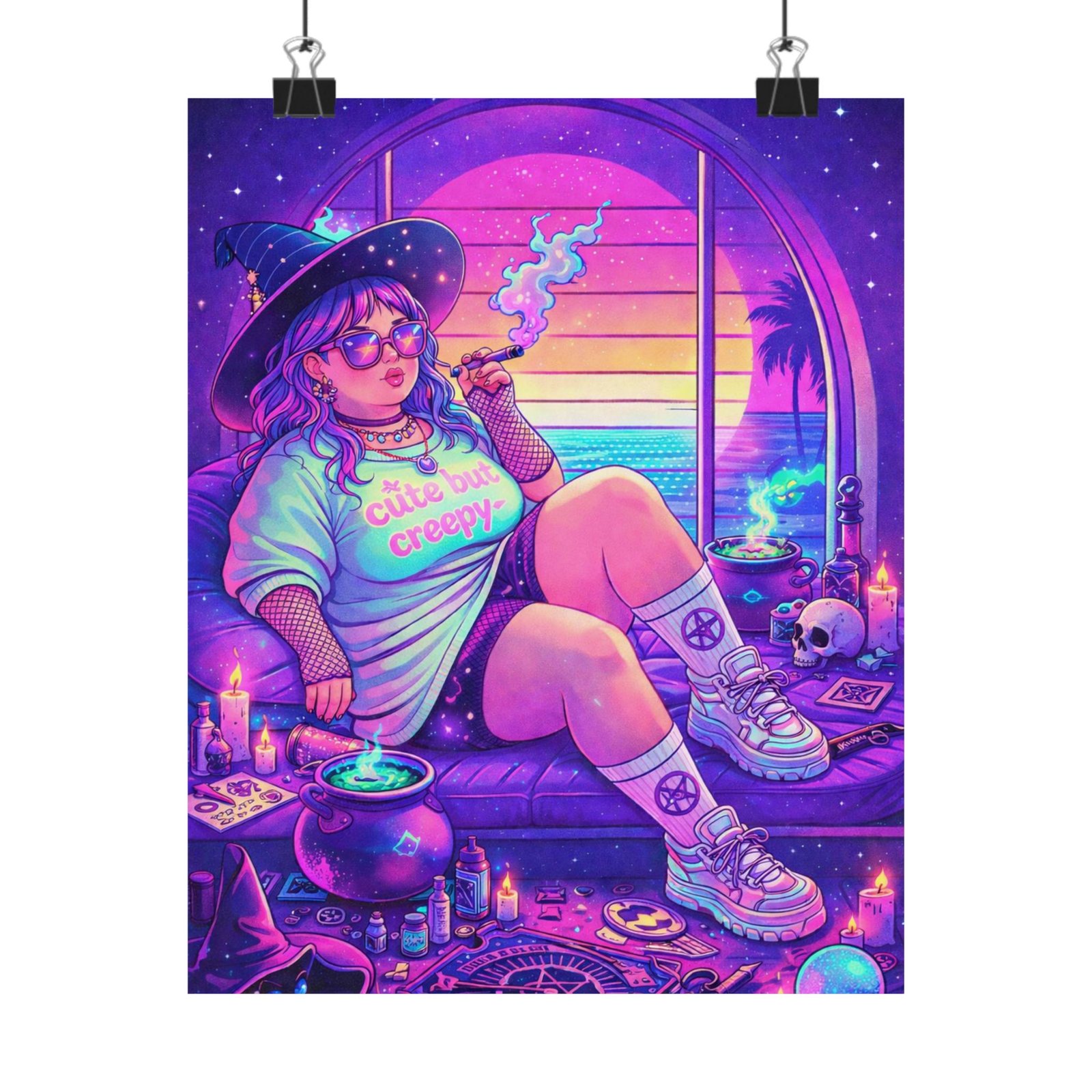 Cute Creepy Witchy Girl Poster