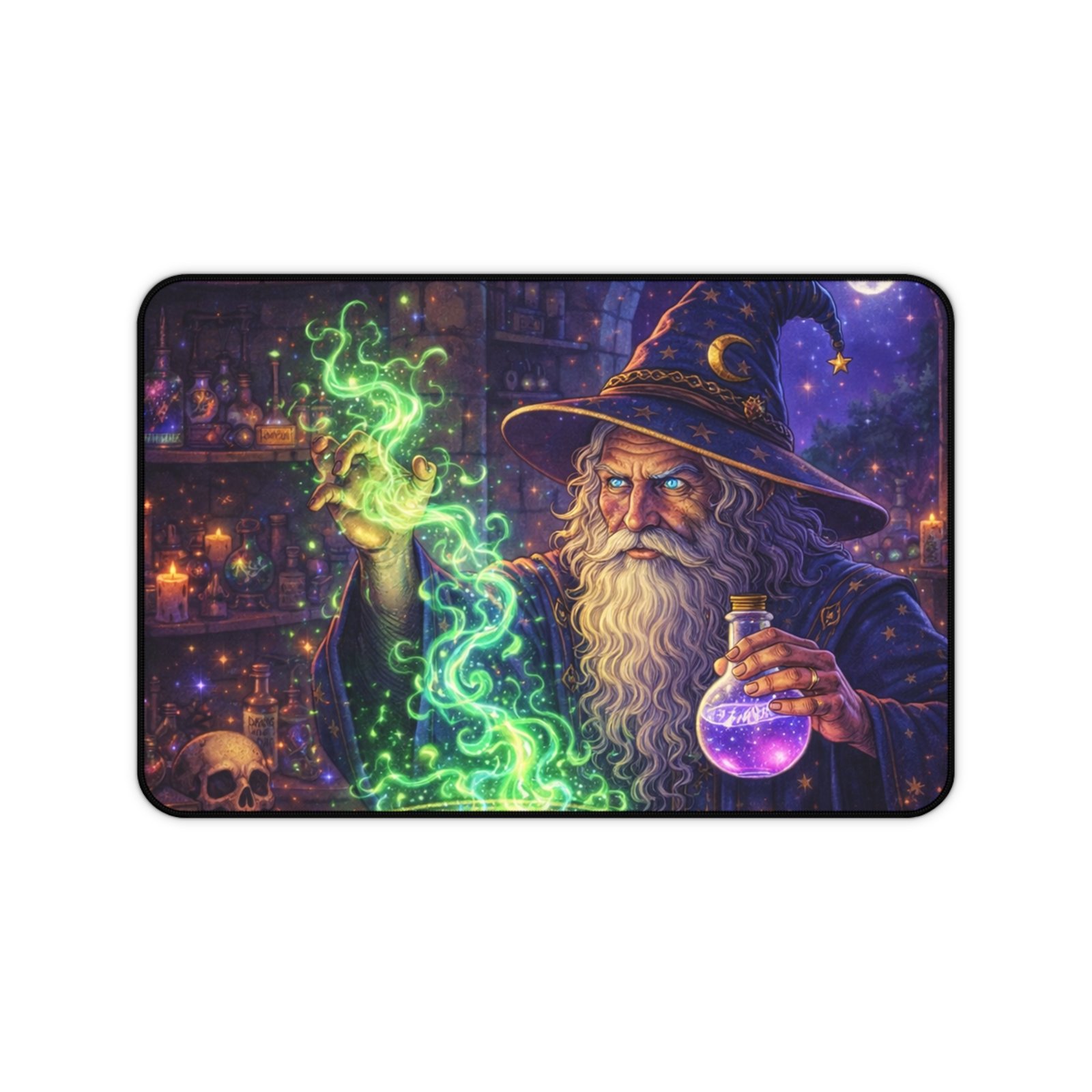 Wizard Brewing Potion Desk Mat | Sorcerer Magic Mouse Pad, Fantasy Wizardry