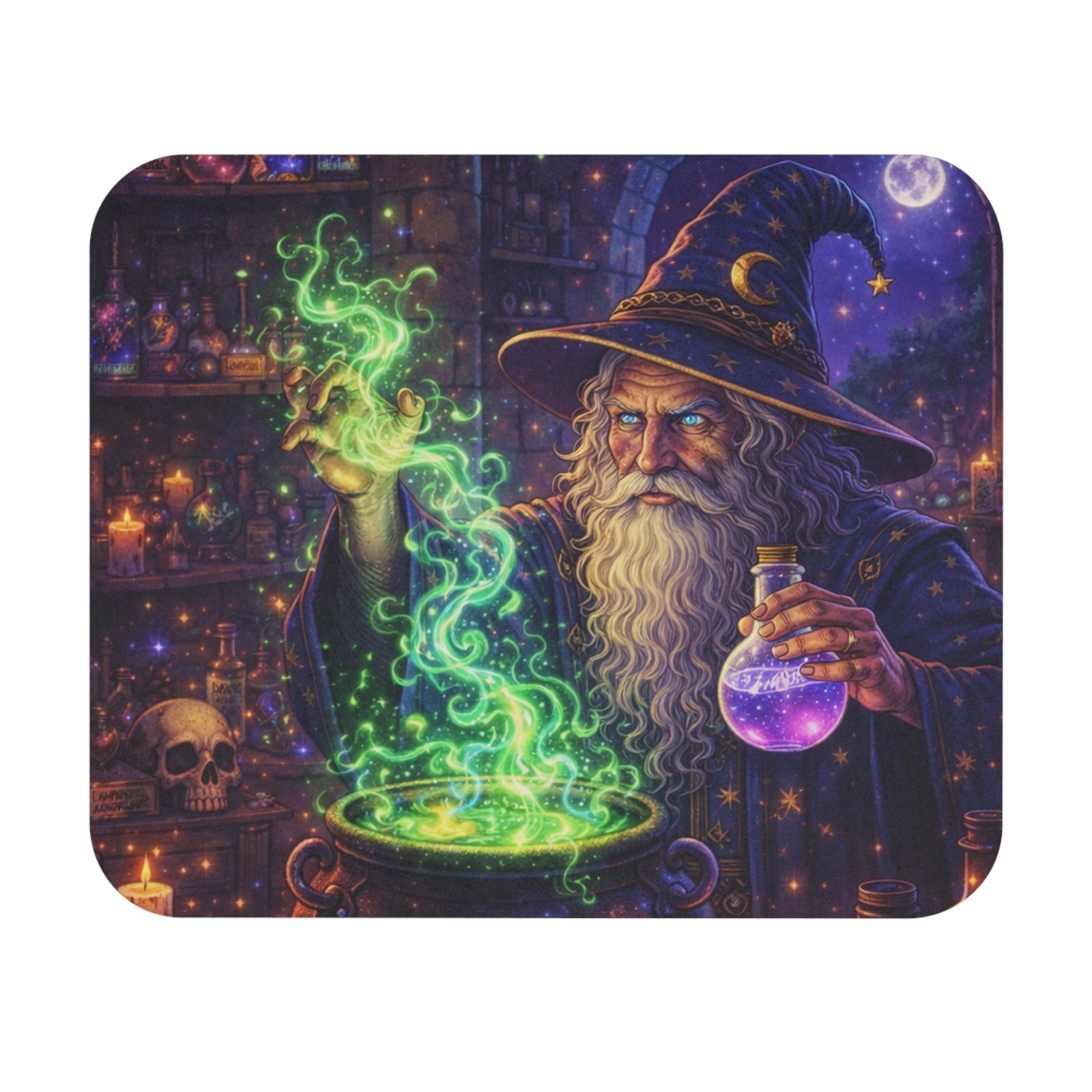 Wizard Brewing Potion Mouse Pad | Fantasy Sorcerer Desk Mat
